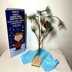 Green Charlie Brown Holiday Decor Tree with Red Ornament